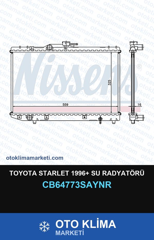 Toyota Starlet 1996+ Su Radyatörü — SU RADYATÖRÜ — UNICORE marka — Uyumlu: TOYOTA