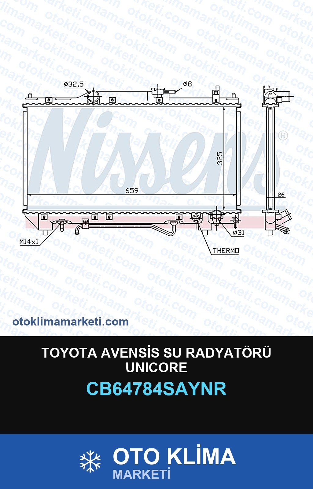 Toyota Avensis Su Radyatörü Unicore — SU RADYATÖRÜ — UNICORE marka — Uyumlu: TOYOTA