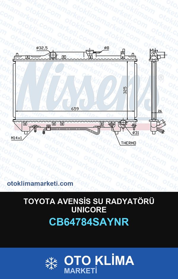 Toyota Avensis Su Radyatörü Unicore — SU RADYATÖRÜ — UNICORE marka — Uyumlu: TOYOTA