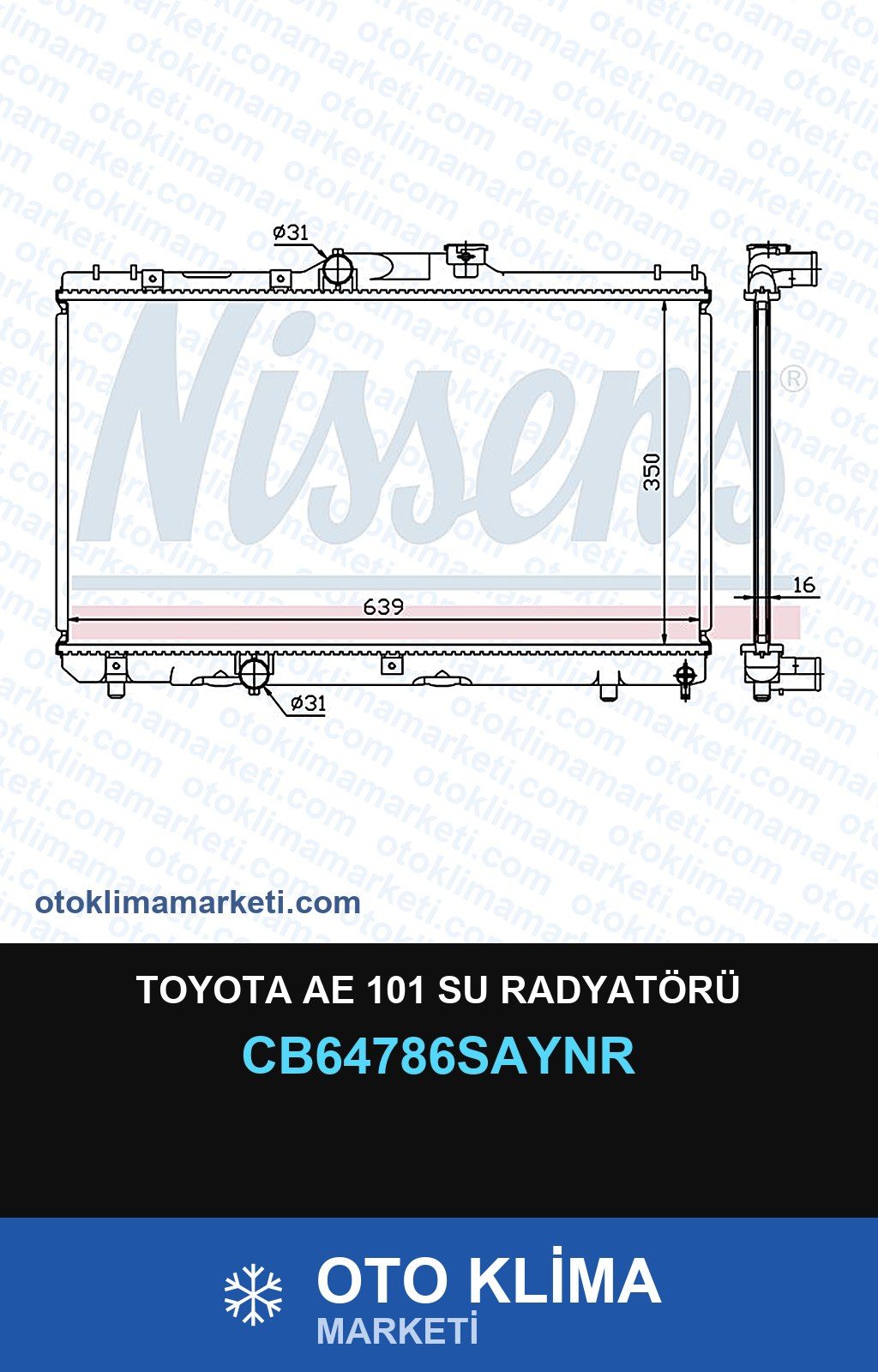 Toyota Ae 101 Su Radyatörü — SU RADYATÖRÜ — UNICORE marka — Uyumlu: TOYOTA
