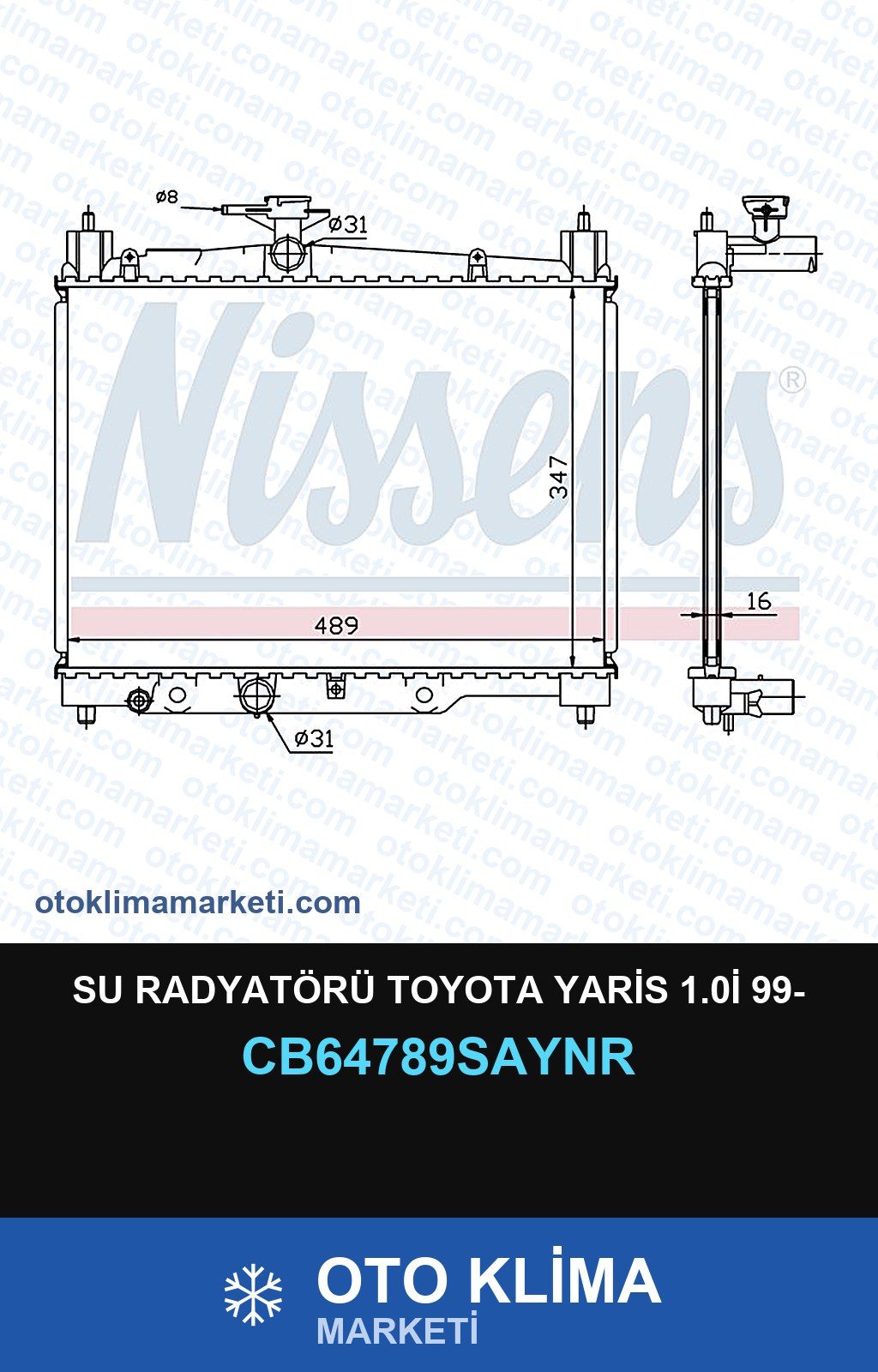 Su Radyatörü Toyota Yaris 1.0İ 99- — SU RADYATÖRÜ — UNICORE marka — Uyumlu: TOYOTA