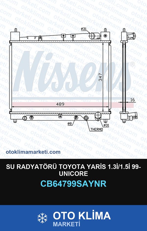Su Radyatörü Toyota Yaris 1.3İ/1.5İ 99- Unicore — SU RADYATÖRÜ — UNICORE marka — Uyumlu: TOYOTA