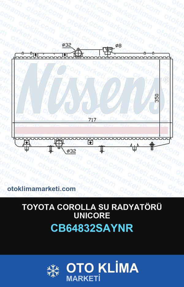 Toyota Corolla Su Radyatörü Unicore — SU RADYATÖRÜ — UNICORE marka — Uyumlu: TOYOTA