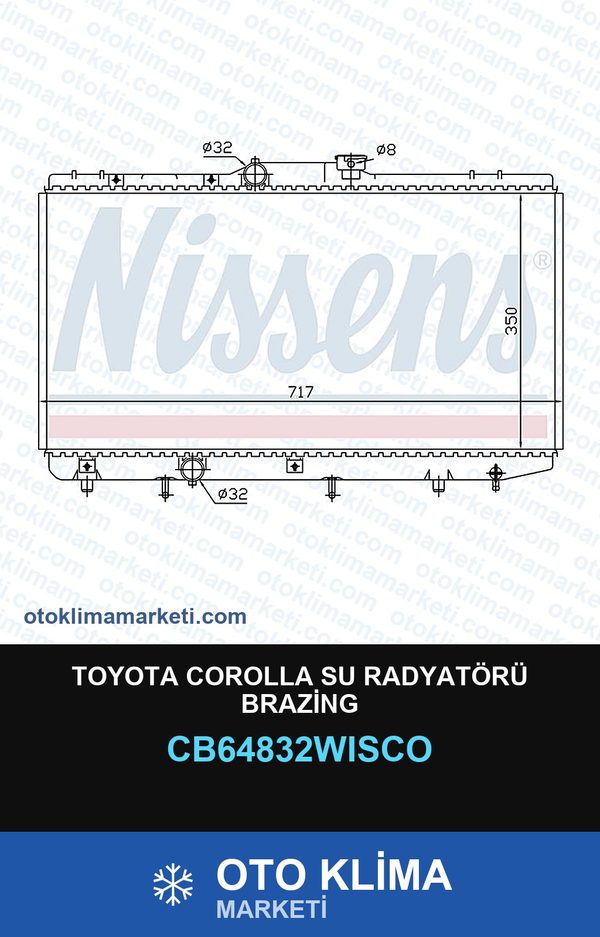Toyota Corolla Su Radyatörü Brazing — SU RADYATÖRÜ — WISCO marka — Uyumlu: TOYOTA