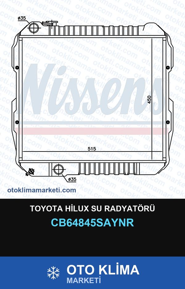 Toyota Hilux Su Radyatörü — SU RADYATÖRÜ — UNICORE marka — Uyumlu: TOYOTA