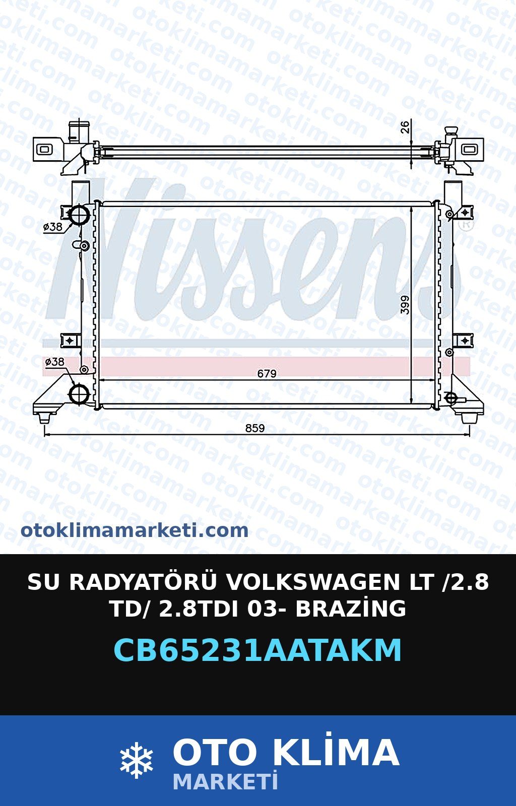 Su Radyatörü Volkswagen LT /2.8 Td/ 2.8TDI 03- Brazing — SU RADYATÖRÜ — VEKA marka — Uyumlu: VOLKSWAGEN