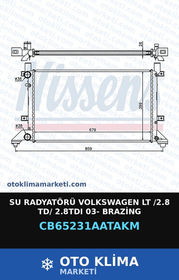 Su Radyatörü Volkswagen LT /2.8 Td/ 2.8TDI 03- Brazing — SU RADYATÖRÜ — VEKA marka — Uyumlu: VOLKSWAGEN