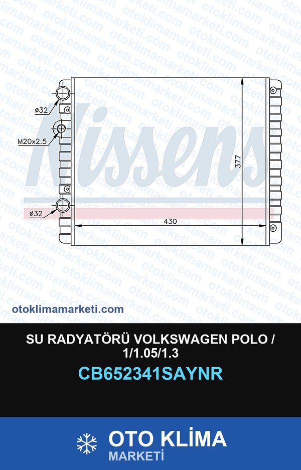 Su Radyatörü Volkswagen Polo / 1/1.05/1.3 — SU RADYATÖRÜ — COOLTECH marka — Uyumlu: VOLKSWAGEN
