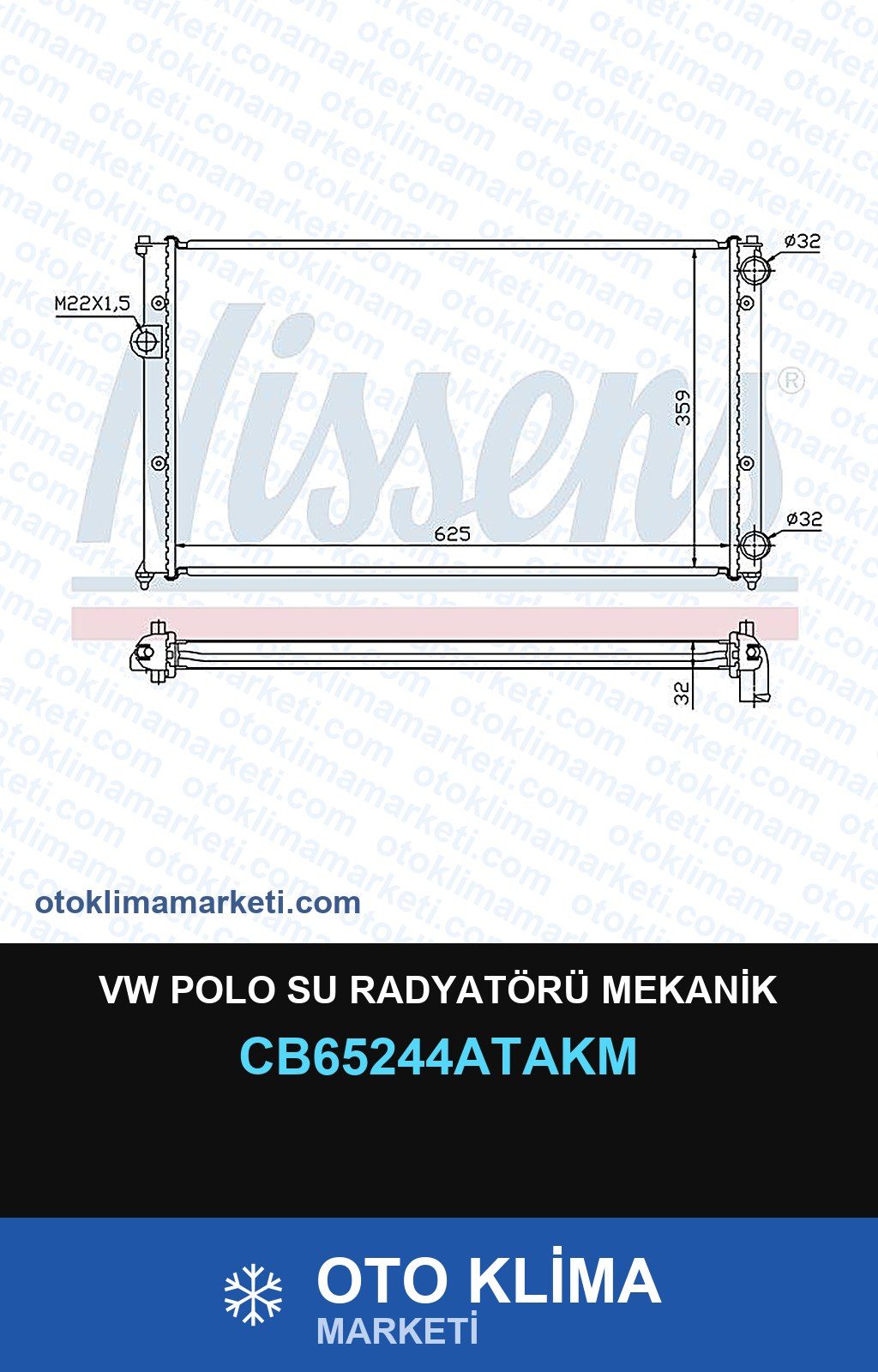 VW Polo Su Radyatörü Mekanik — SU RADYATÖRÜ — VEKA marka — Uyumlu: VOLKSWAGEN