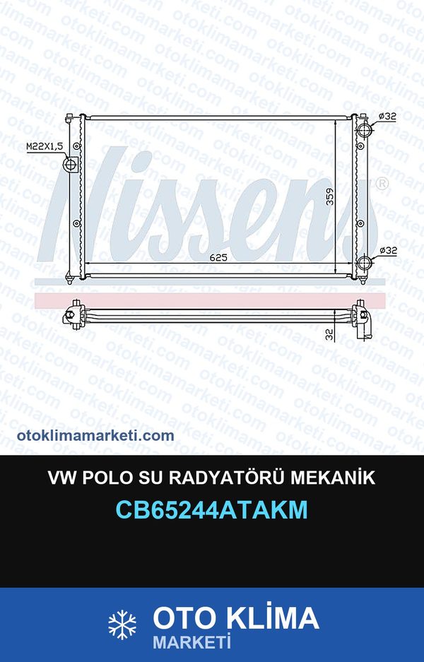 VW Polo Su Radyatörü Mekanik — SU RADYATÖRÜ — VEKA marka — Uyumlu: VOLKSWAGEN
