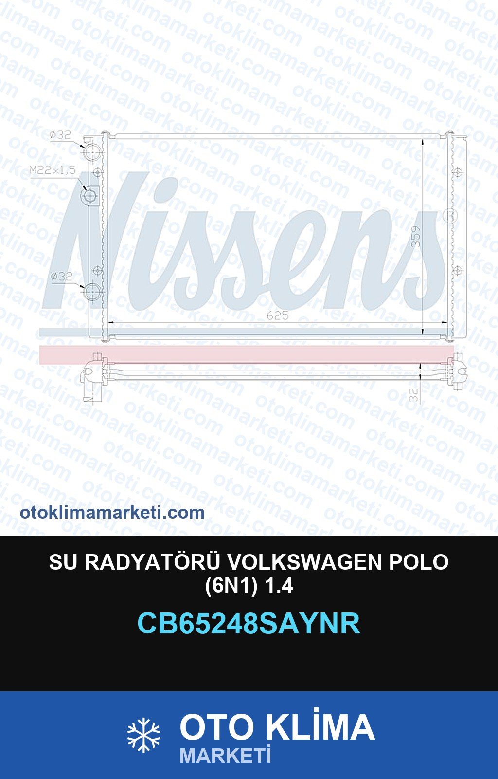 Su Radyatörü Volkswagen Polo (6N1) 1.4 — SU RADYATÖRÜ — COOLTECH marka — Uyumlu: VOLKSWAGEN
