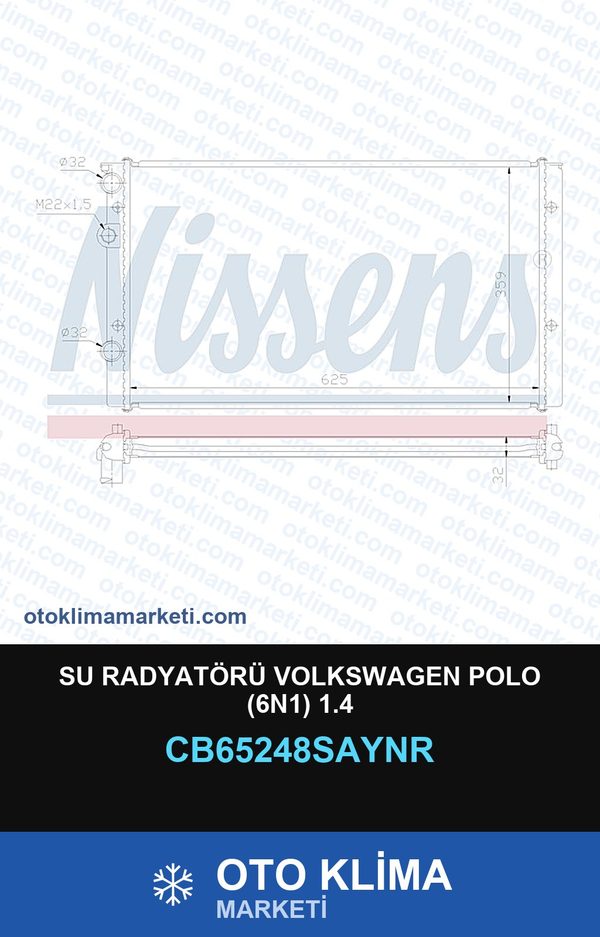 Su Radyatörü Volkswagen Polo (6N1) 1.4 — SU RADYATÖRÜ — COOLTECH marka — Uyumlu: VOLKSWAGEN