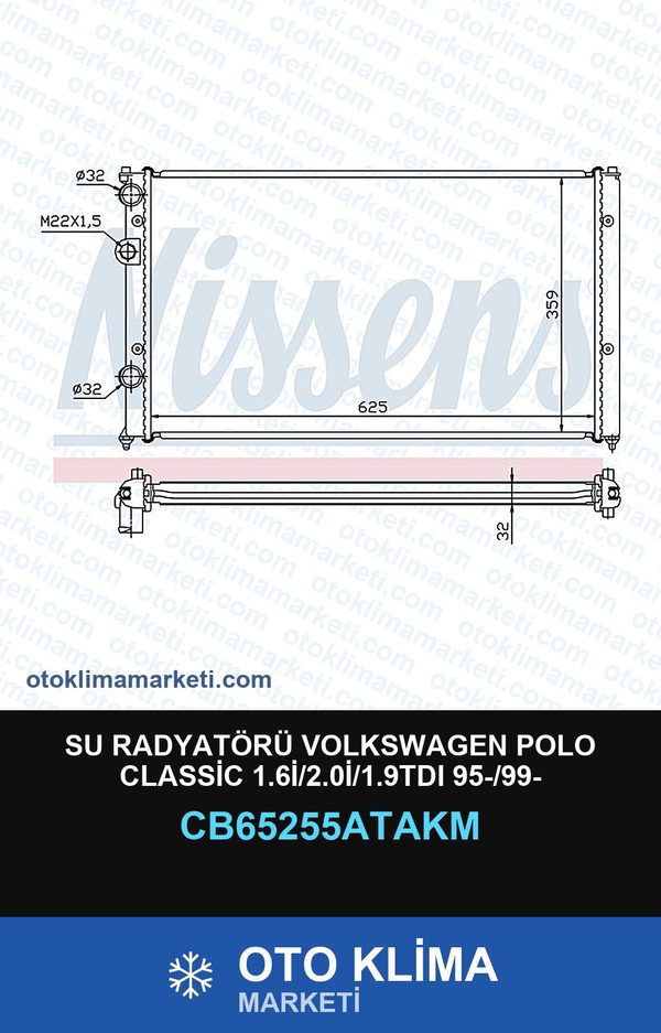 Su Radyatörü Volkswagen Polo Classic 1.6İ/2.0İ/1.9TDI 95-/99- — SU RADYATÖRÜ — VEKA marka — Uyumlu: VOLKSWAGEN