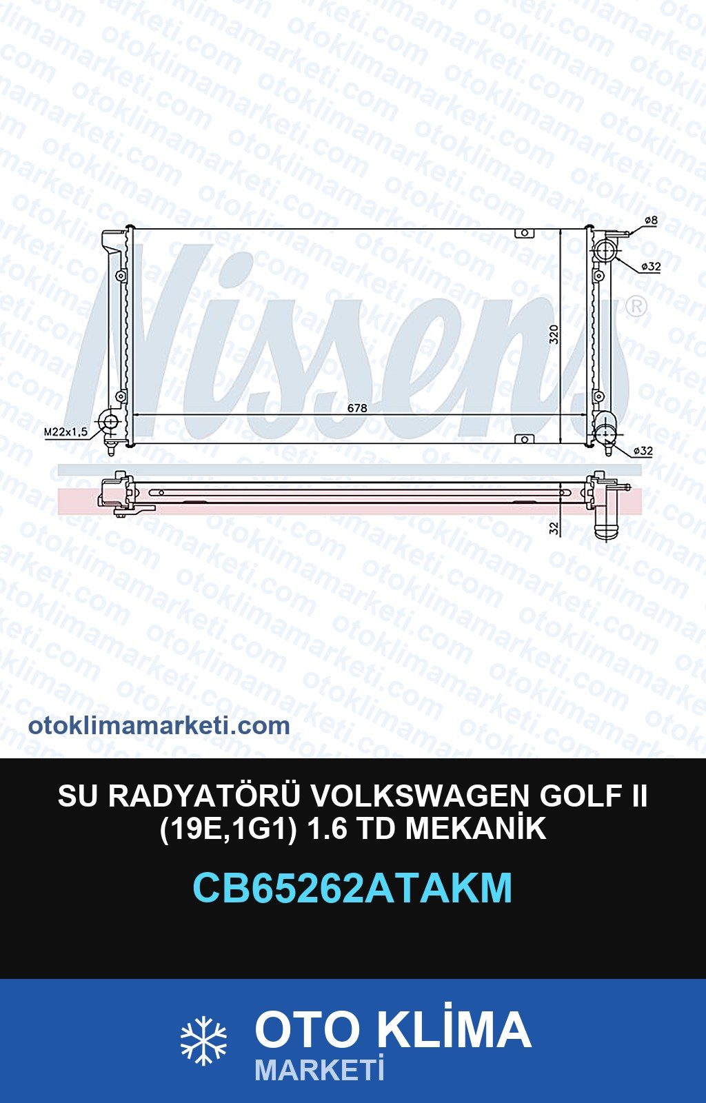 Su Radyatörü Volkswagen Golf II (2) (19E,1G1) 1.6 Td Mekanik — SU RADYATÖRÜ — VEKA marka — Uyumlu: VOLKSWAGEN