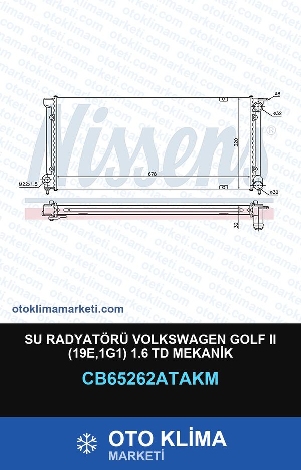 Su Radyatörü Volkswagen Golf II (2) (19E,1G1) 1.6 Td Mekanik — SU RADYATÖRÜ — VEKA marka — Uyumlu: VOLKSWAGEN