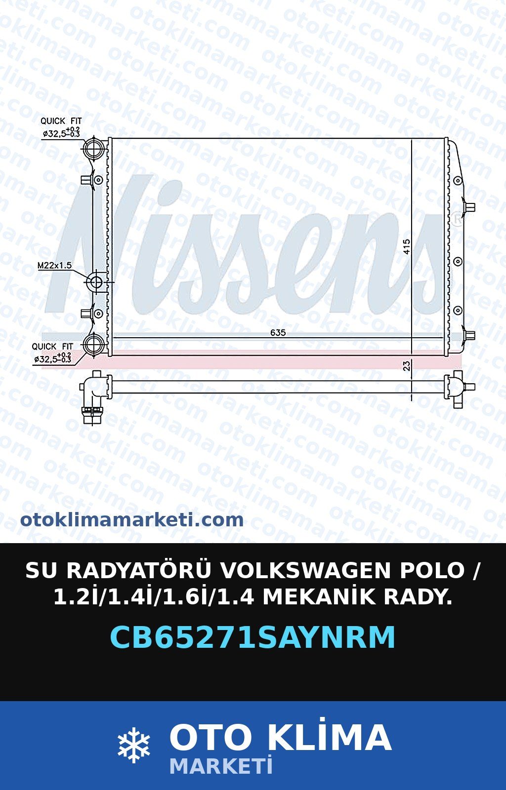 Su Radyatörü Volkswagen Polo / 1.2İ/1.4İ/1.6İ/1.4 Mekanik Rady. — SU RADYATÖRÜ — COOLTECH marka — Uyumlu: VOLKSWAGEN