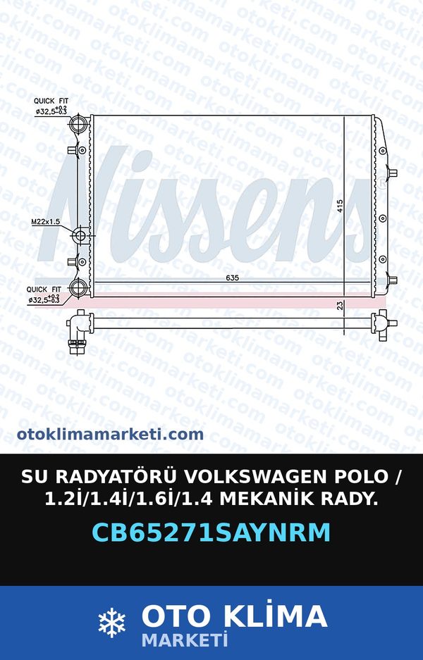 Su Radyatörü Volkswagen Polo / 1.2İ/1.4İ/1.6İ/1.4 Mekanik Rady. — SU RADYATÖRÜ — COOLTECH marka — Uyumlu: VOLKSWAGEN