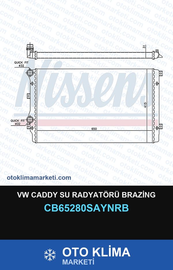VW Caddy Su Radyatörü Brazing — SU RADYATÖRÜ — UNICORE marka — Uyumlu: VOLKSWAGEN