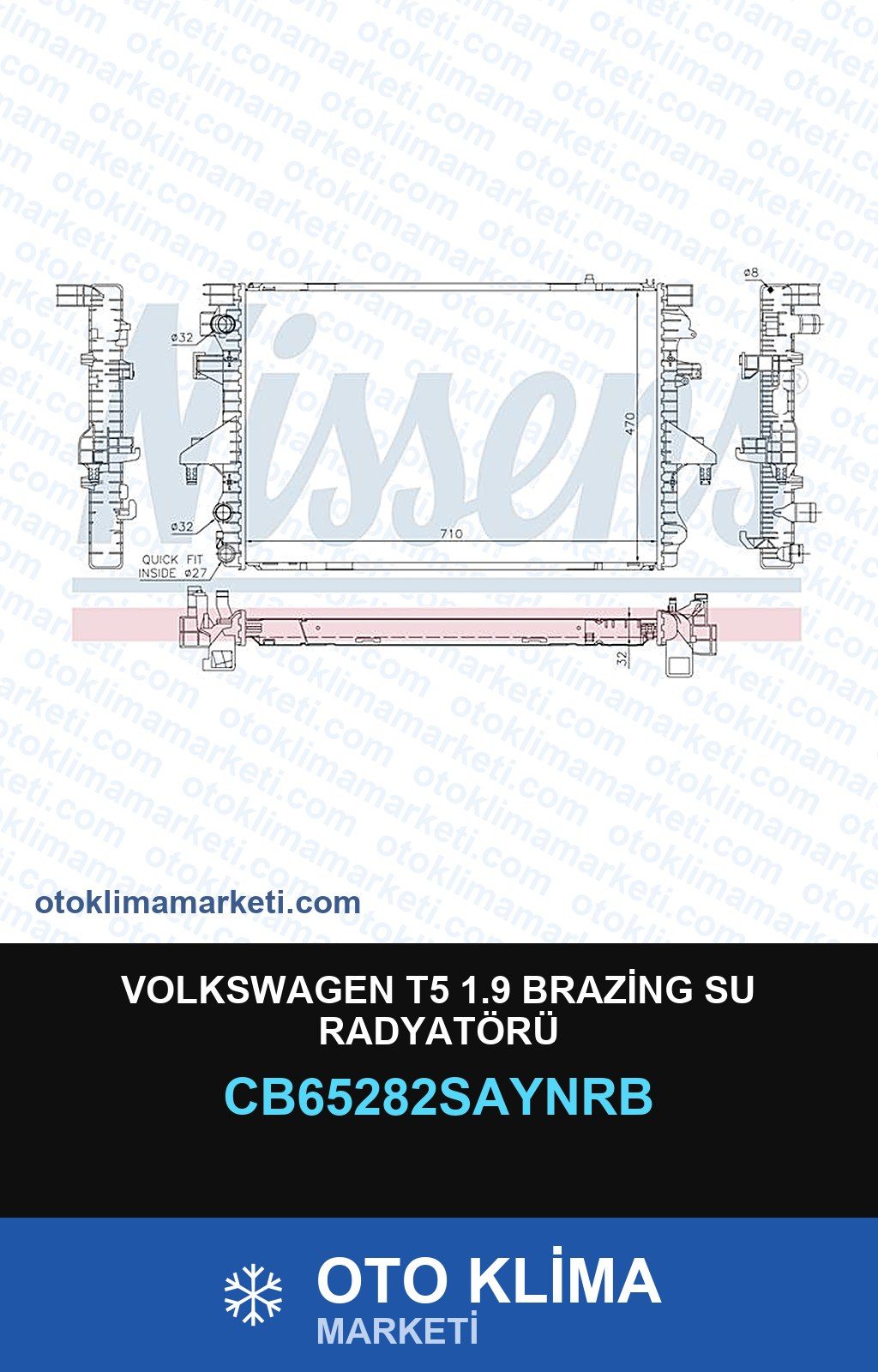 Volkswagen T5 1.9 Brazing Su Radyatörü — SU RADYATÖRÜ — UNICORE marka — Uyumlu: VOLKSWAGEN