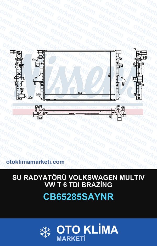 Su Radyatörü Volkswagen Multıv VW T 6 TDI Brazing — SU RADYATÖRÜ — UNICORE marka — Uyumlu: VOLKSWAGEN