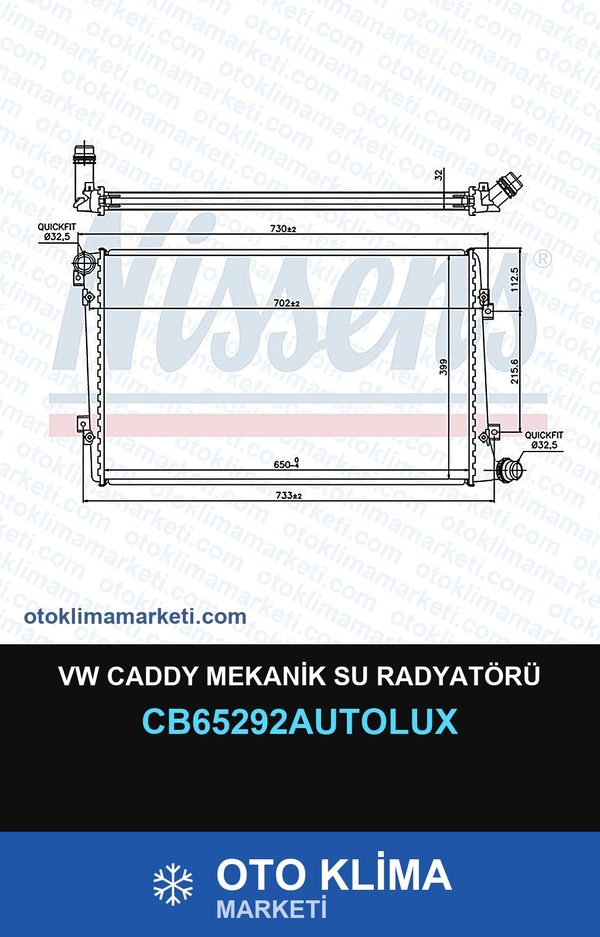 VW Caddy Mekanik Su Radyatörü — SU RADYATÖRÜ — AUTOLUX marka — Uyumlu: VOLKSWAGEN
