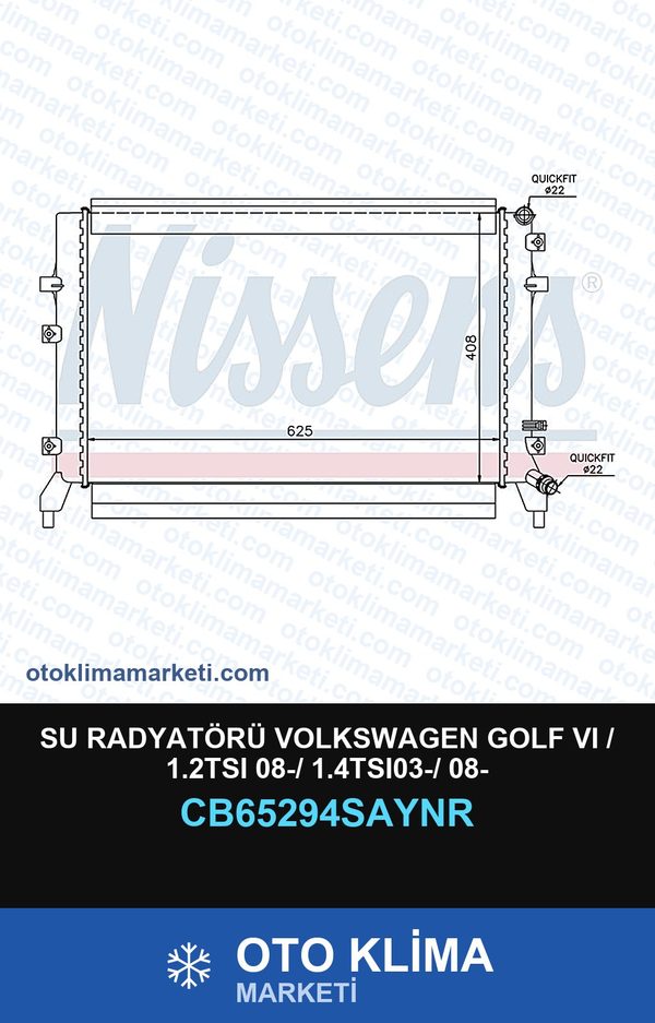 Su Radyatörü Volkswagen Golf VI (6) / 1.2TSI 08-/ 1.4TSI03-/ 08- — SU RADYATÖRÜ — UNICORE marka — Uyumlu: VOLKSWAGEN