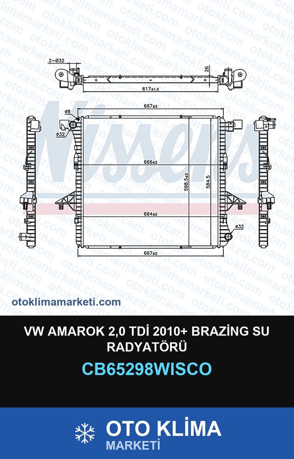 VW Amarok 2,0 TDİ 2010+ Brazing Su Radyatörü — SU RADYATÖRÜ — WISCO marka — Uyumlu: VOLKSWAGEN