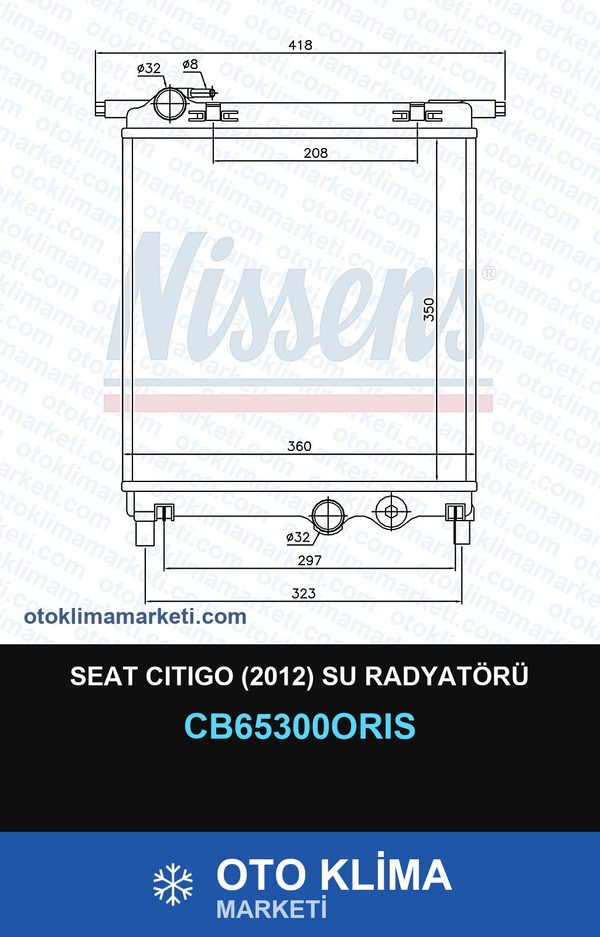 Seat Citigo (2012) Su Radyatörü — SU RADYATÖRÜ — ORİS marka — Uyumlu: SEAT