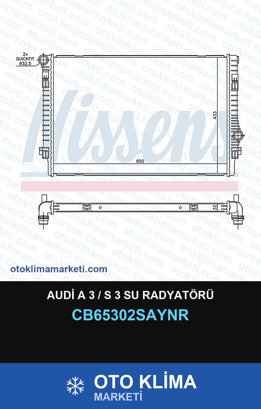 Audi A 3 / S 3 Su Radyatörü — SU RADYATÖRÜ — UNICORE marka — Uyumlu: AUDI