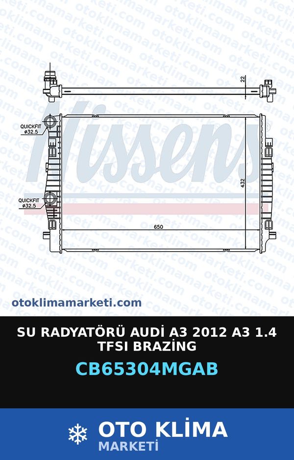 Su Radyatörü Audi A3 2012 A3 1.4 TFSI Brazing — SU RADYATÖRÜ — MGA marka — Uyumlu: AUDI