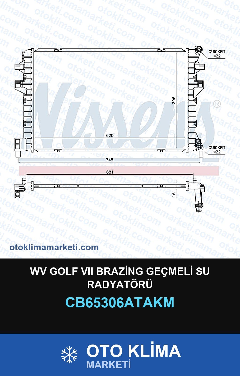 Wv Golf VII (7) Brazing Geçmeli Su Radyatörü — SU RADYATÖRÜ — VEKA marka