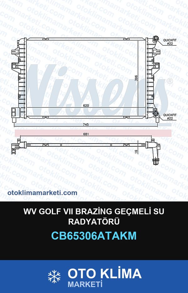 Wv Golf VII (7) Brazing Geçmeli Su Radyatörü — SU RADYATÖRÜ — VEKA marka