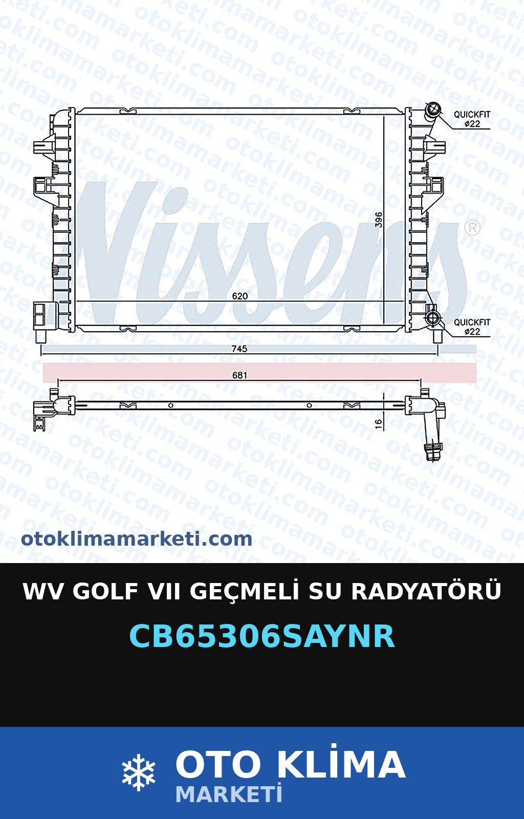Wv Golf VII (7) Geçmeli Su Radyatörü — SU RADYATÖRÜ — UNICORE marka