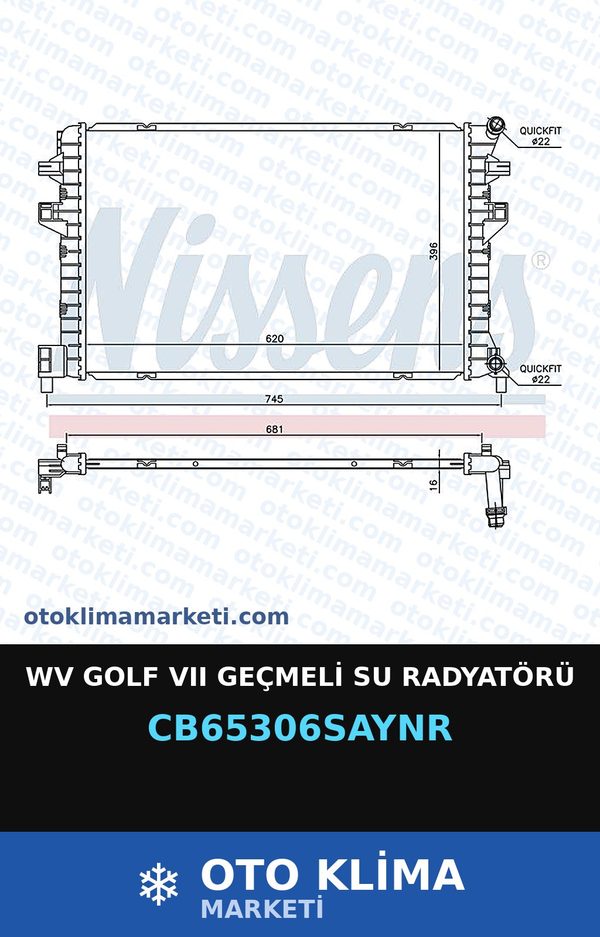 Wv Golf VII (7) Geçmeli Su Radyatörü — SU RADYATÖRÜ — UNICORE marka