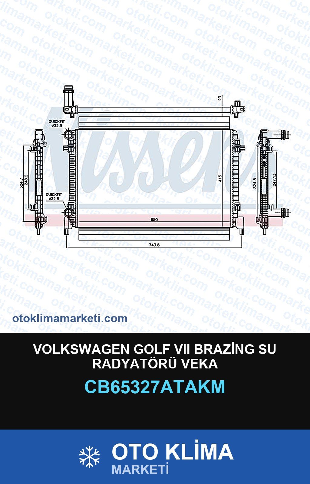 Volkswagen Golf VII (7) Brazing Su Radyatörü Veka — SU RADYATÖRÜ — VEKA marka — Uyumlu: VOLKSWAGEN