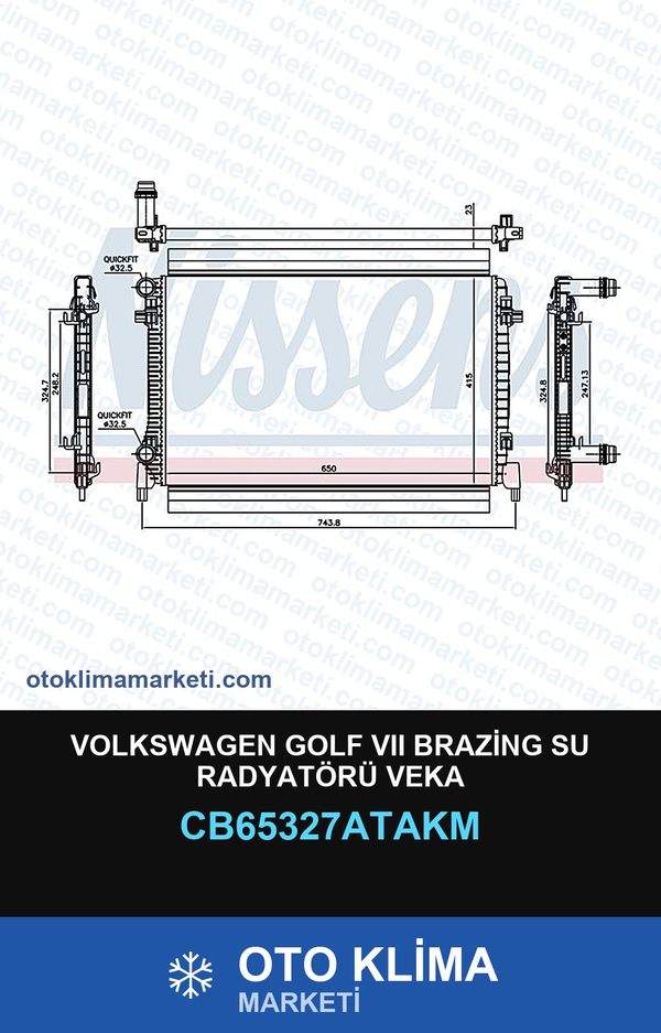 Volkswagen Golf VII (7) Brazing Su Radyatörü Veka — SU RADYATÖRÜ — VEKA marka — Uyumlu: VOLKSWAGEN