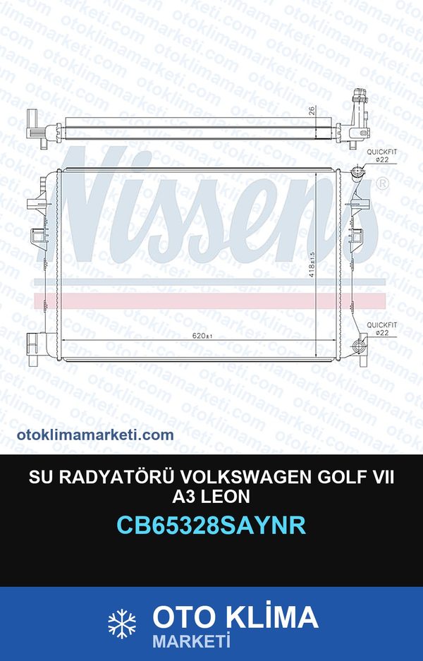 Su Radyatörü Volkswagen Golf VII (7) A3 Leon — SU RADYATÖRÜ — UNICORE marka — Uyumlu: VOLKSWAGEN