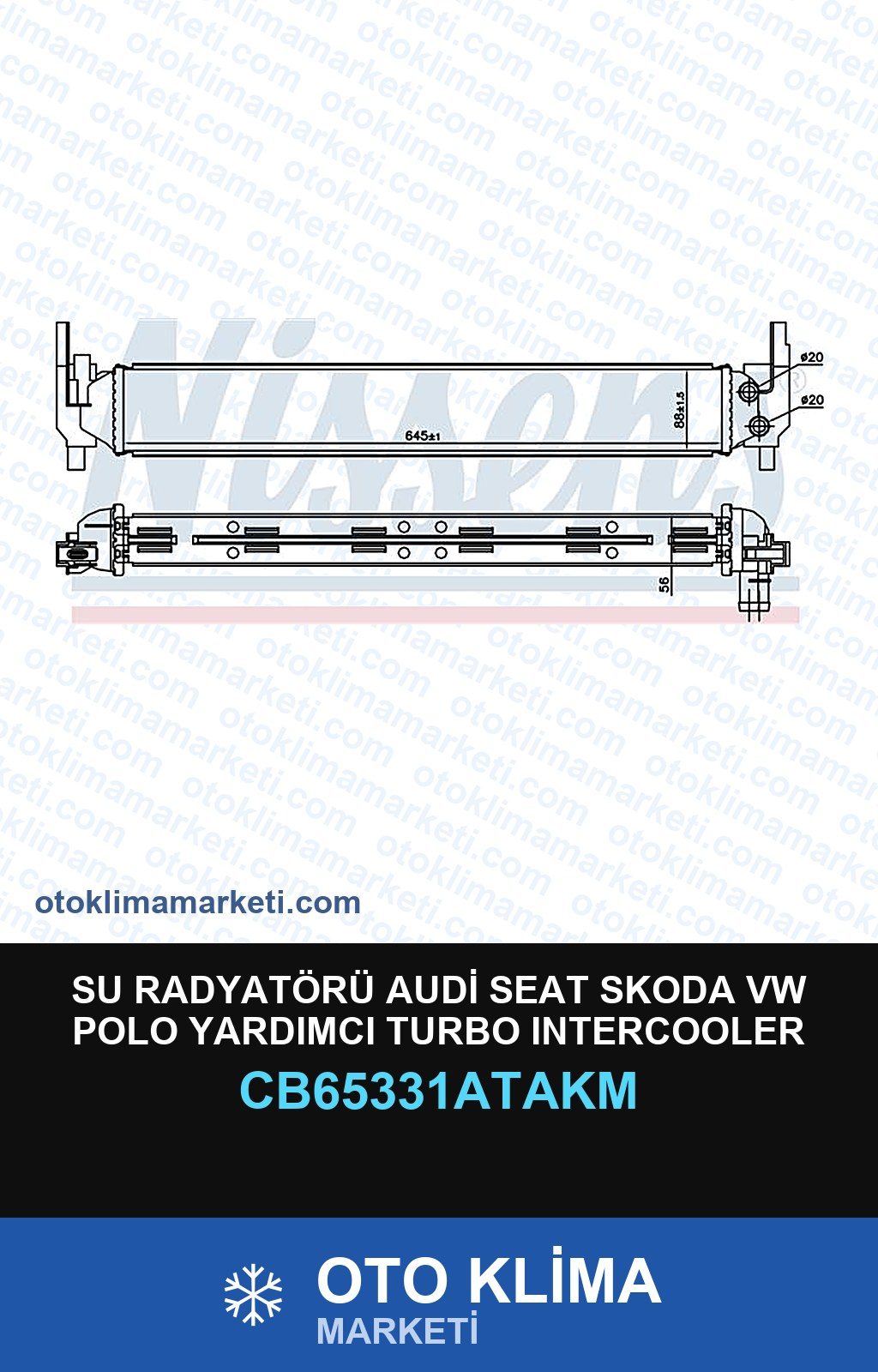 Su Radyatörü Audi Seat Skoda VW Polo Yardımcı Turbo Intercooler Veka — SU RADYATÖRÜ — VEKA marka — Uyumlu: AUDI, SEAT, SKODA