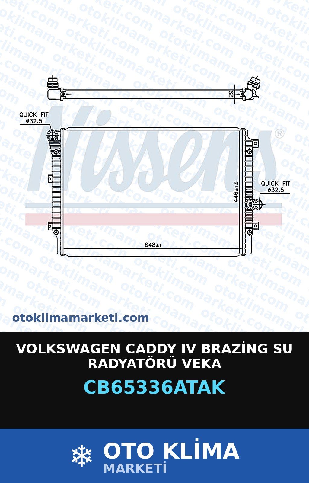 Volkswagen Caddy IV (4) Brazing Su Radyatörü Veka — SU RADYATÖRÜ — VEKA marka — Uyumlu: VOLKSWAGEN