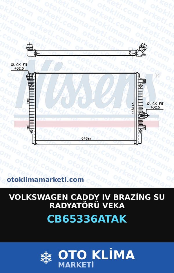 Volkswagen Caddy IV (4) Brazing Su Radyatörü Veka — SU RADYATÖRÜ — VEKA marka — Uyumlu: VOLKSWAGEN