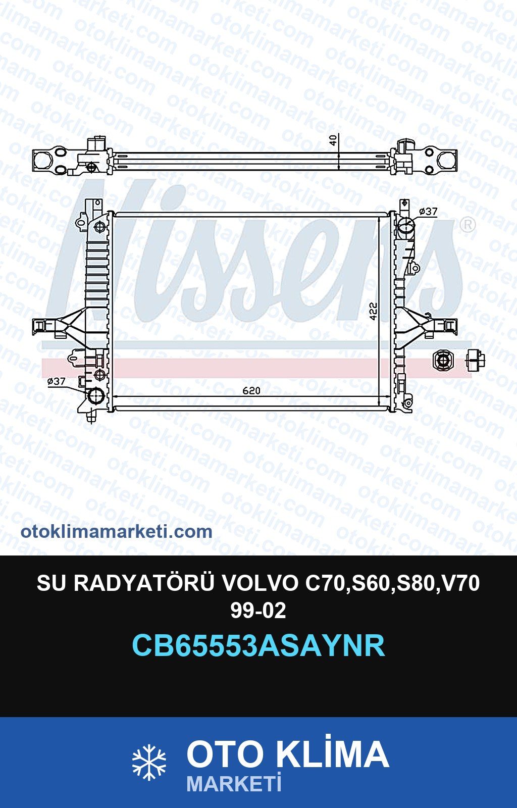 Su Radyatörü Volvo C70,S60,S80,V70 99-02 — SU RADYATÖRÜ — UNICORE marka — Uyumlu: VOLVO