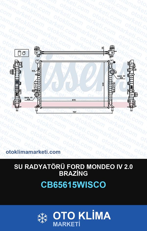 Su Radyatörü Ford Mondeo IV (4) 2.0 Brazing — SU RADYATÖRÜ — WISCO marka — Uyumlu: FORD