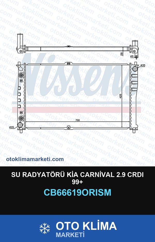 Su Radyatörü Kia Carnival 2.9 CRDI 99+ — SU RADYATÖRÜ — ORİS marka — Uyumlu: KIA