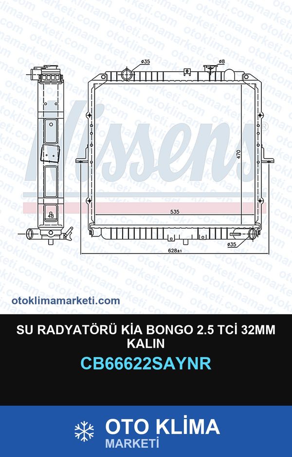 Su Radyatörü Kia Bongo 2.5 TCİ 32MM Kalın — SU RADYATÖRÜ — UNICORE marka — Uyumlu: KIA