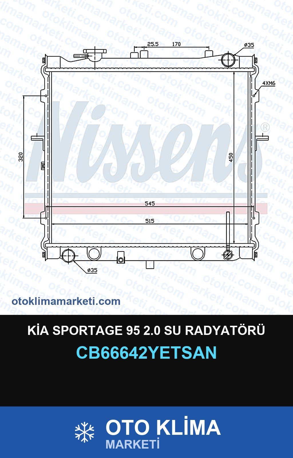 Kia Sportage 95 2.0 Su Radyatörü — SU RADYATÖRÜ — YETSAN marka — Uyumlu: KIA