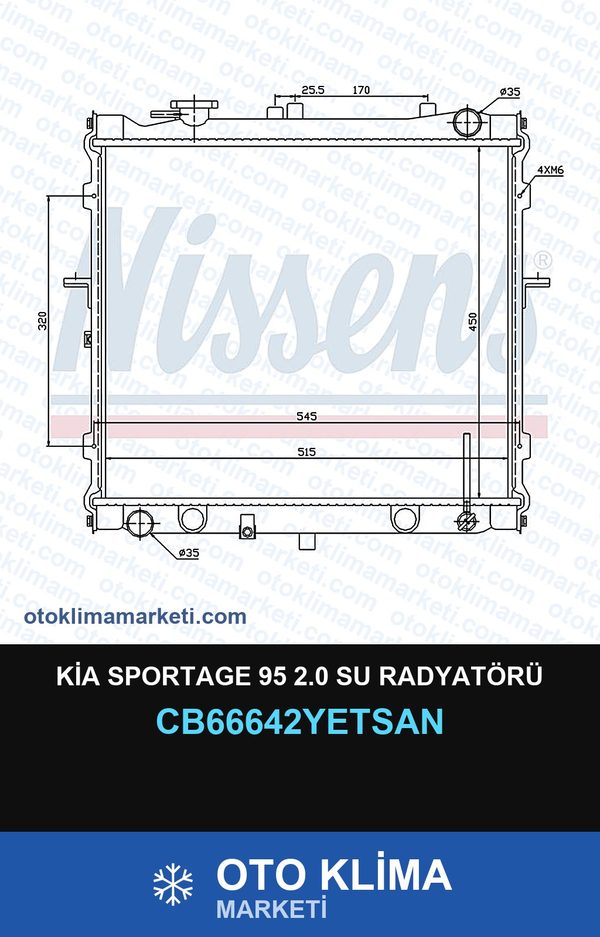 Kia Sportage 95 2.0 Su Radyatörü — SU RADYATÖRÜ — YETSAN marka — Uyumlu: KIA