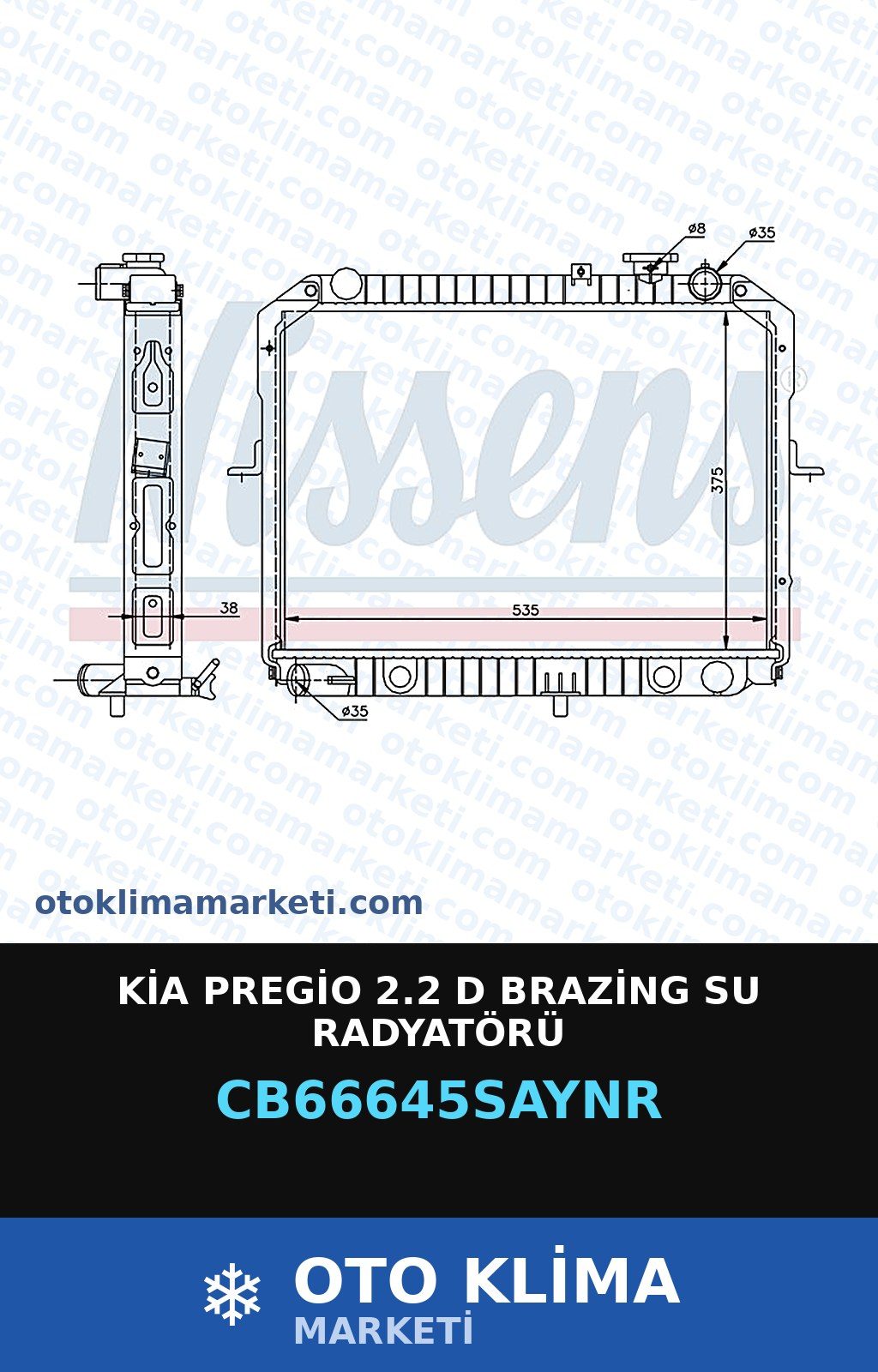 Kia Pregio 2.2 D Brazing Su Radyatörü — SU RADYATÖRÜ — UNICORE marka — Uyumlu: KIA