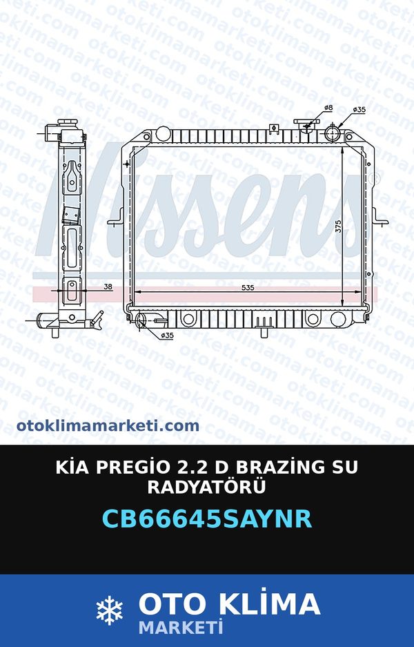 Kia Pregio 2.2 D Brazing Su Radyatörü — SU RADYATÖRÜ — UNICORE marka — Uyumlu: KIA