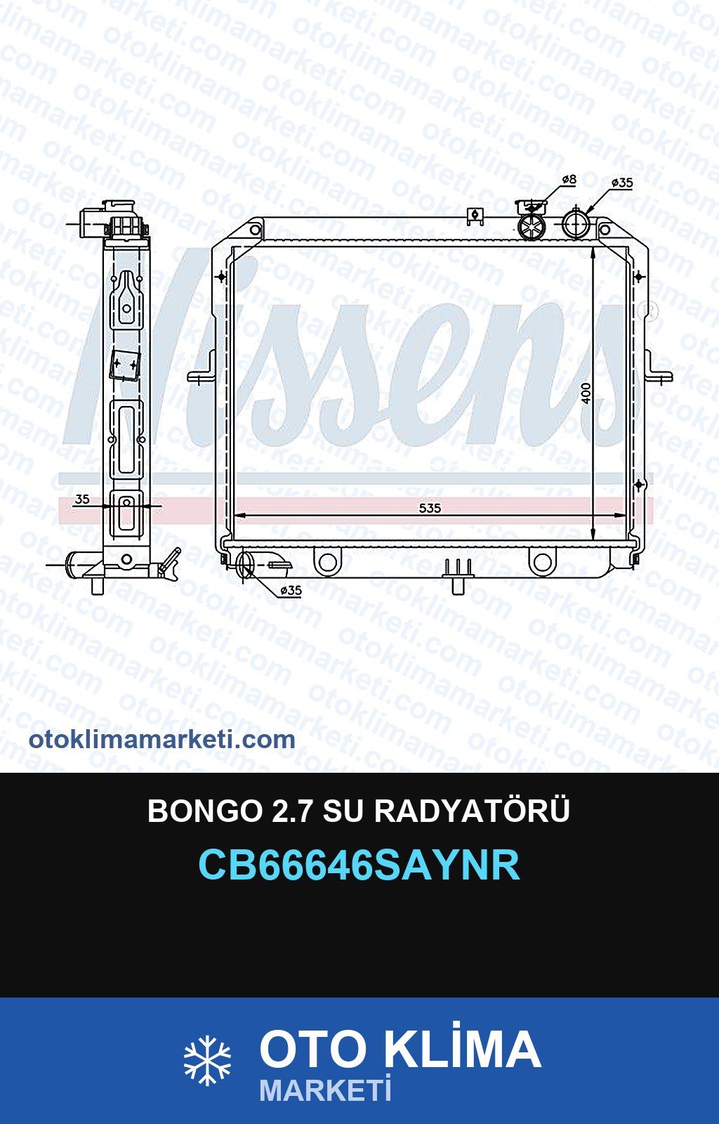 Bongo 2.7 Su Radyatörü — SU RADYATÖRÜ — UNICORE marka