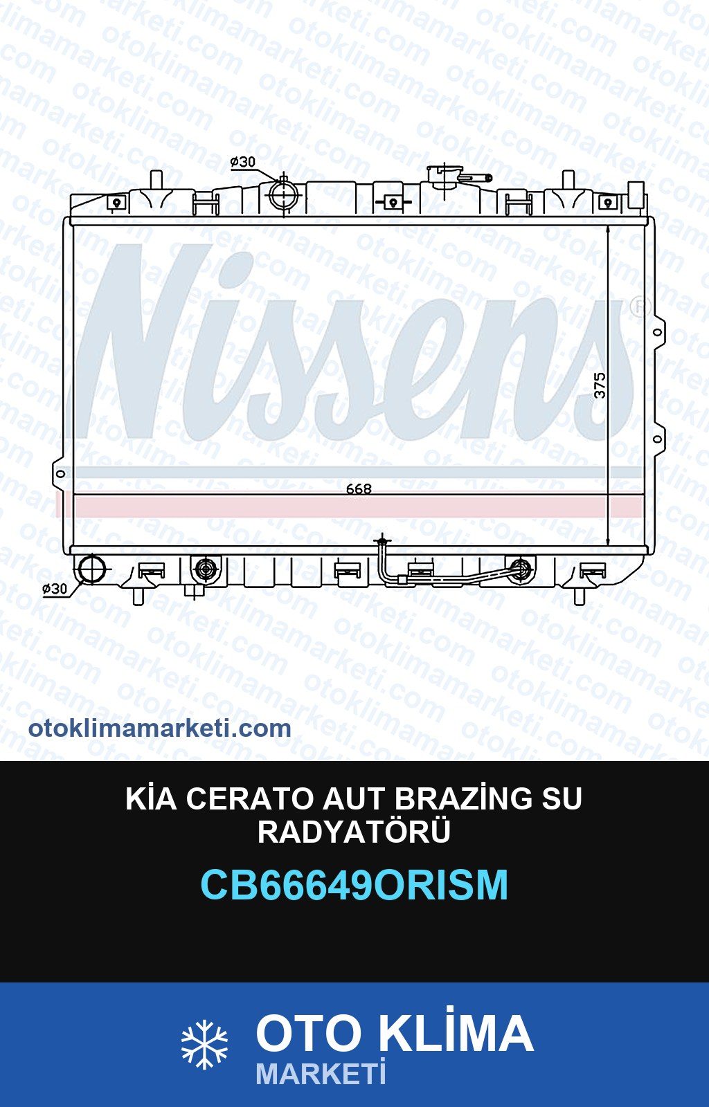 Kia Cerato Aut Brazing Su Radyatörü — SU RADYATÖRÜ — ORİS marka — Uyumlu: KIA